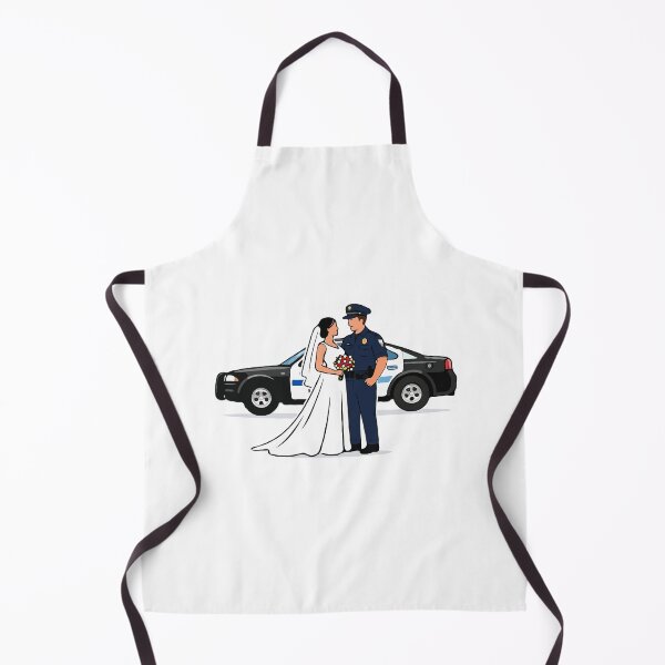 Item preview, Police Officer Wedding Couple Illustration – Bride and Cop in Love, Law Enforcement Romance, Thin Blue Line Wedding Art designed and sold by BrainBubbleArt.