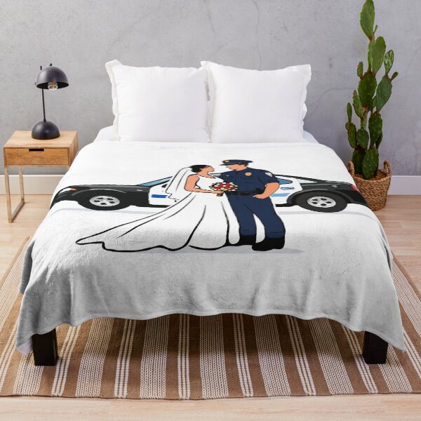 Item preview, Police Officer Wedding Couple Illustration – Bride and Cop in Love, Law Enforcement Romance, Thin Blue Line Wedding Art designed and sold by BrainBubbleArt.
