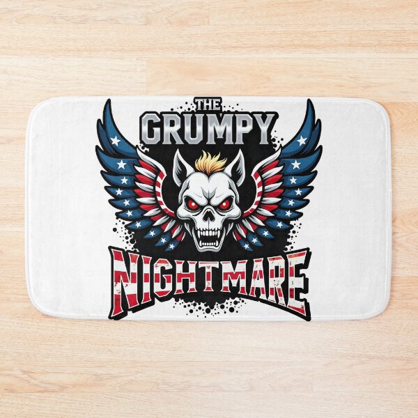 Item preview, The Grumpy Nightmare Skull - American Wrestling Winged Logo Parody designed and sold by The Grumpy Pet Club.