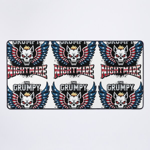 Item preview, The Grumpy Nightmare Skull - American Wrestling Winged Logo Parody designed and sold by The Grumpy Pet Club.