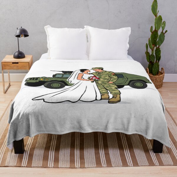 Item preview, Military Wedding Illustration – Bride and Army Soldier Groom Love in Uniform designed and sold by BrainBubbleArt.