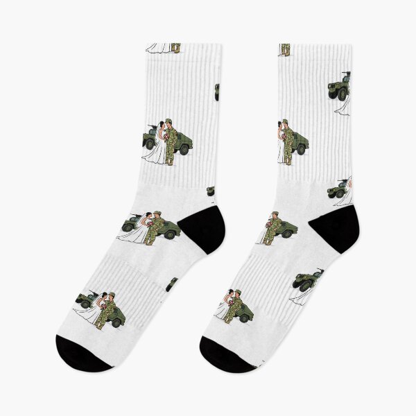 Item preview, Military Wedding Illustration – Bride and Army Soldier Groom Love in Uniform designed and sold by BrainBubbleArt.
