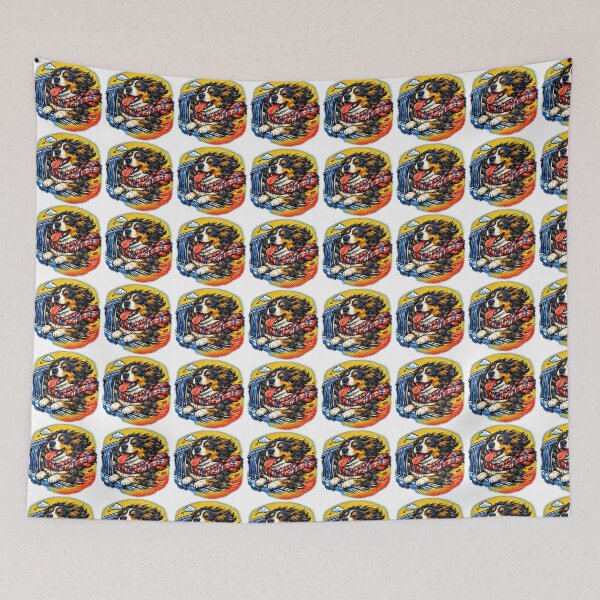 Item preview, Happy Bernese Mountain Dog in Car Window - Dynamic Pop Art with Wind designed and sold by ARTGENERATESART.