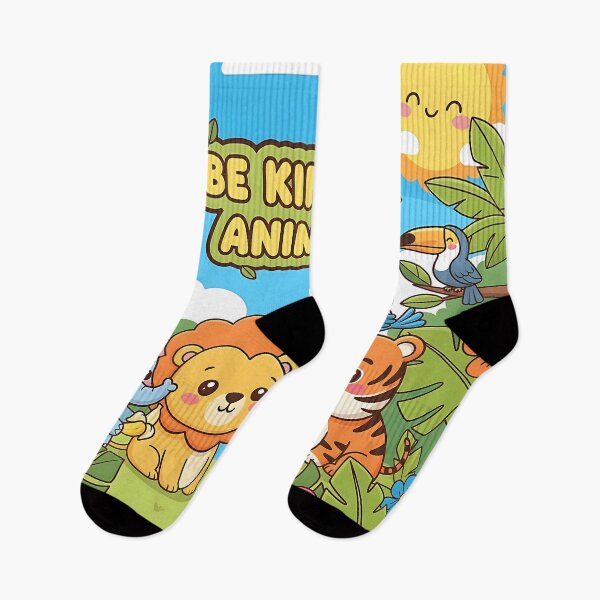 Item preview, Be Kind To Animals – Cute Elephant, Zebra, Lion, Tiger & Toucan Illustration designed and sold by GlobalBoom.