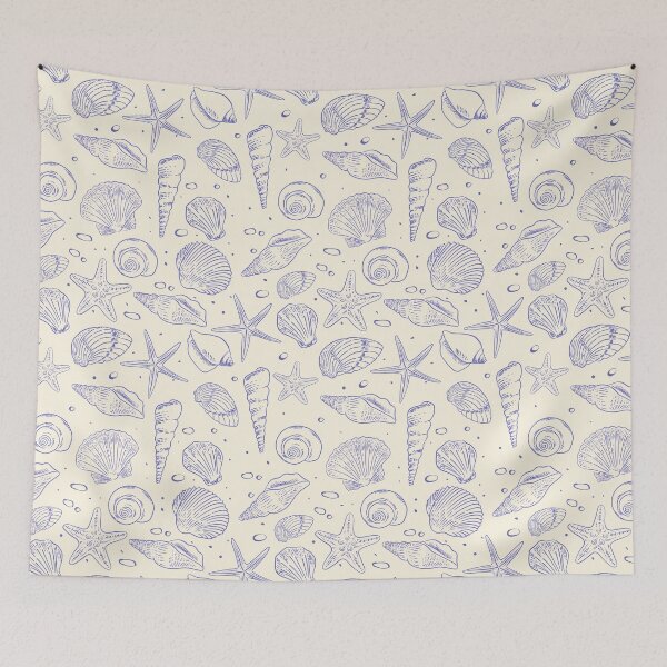 Item preview, Summer nautical Blue Seashells Pattern designed and sold by Deepness2023.
