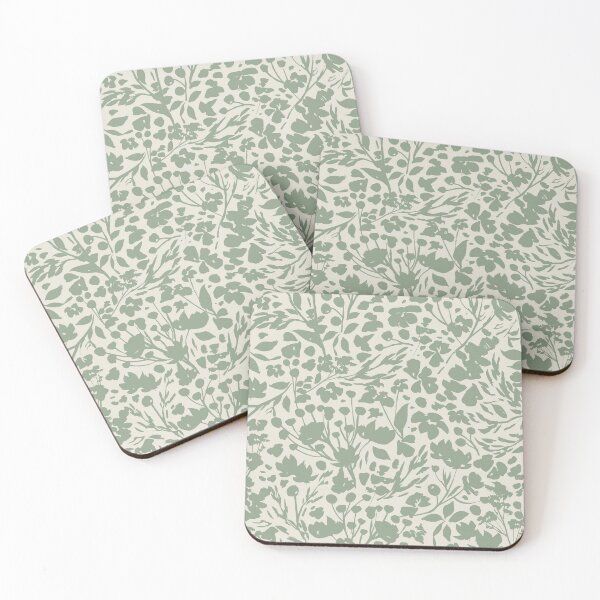 Item preview, Country Retro Floral Foliage Coordinate - Green on Cream  designed and sold by Lynne Adams.