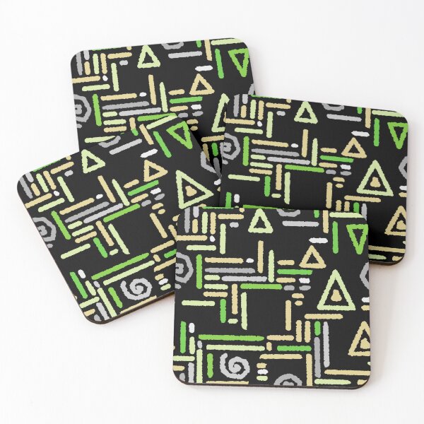 Item preview, Multicolored geometric ethnic pattern black green yellow designed and sold by fuzzyfox.