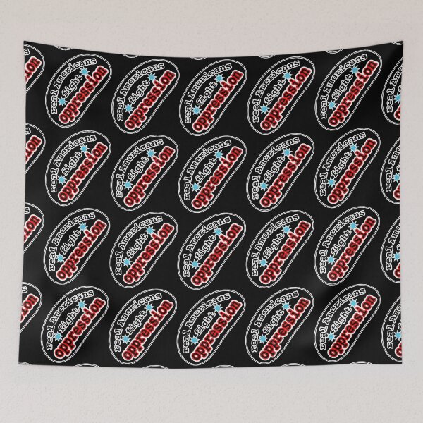 Item preview, Real Americans fight oppression, black background designed and sold by mntimg.