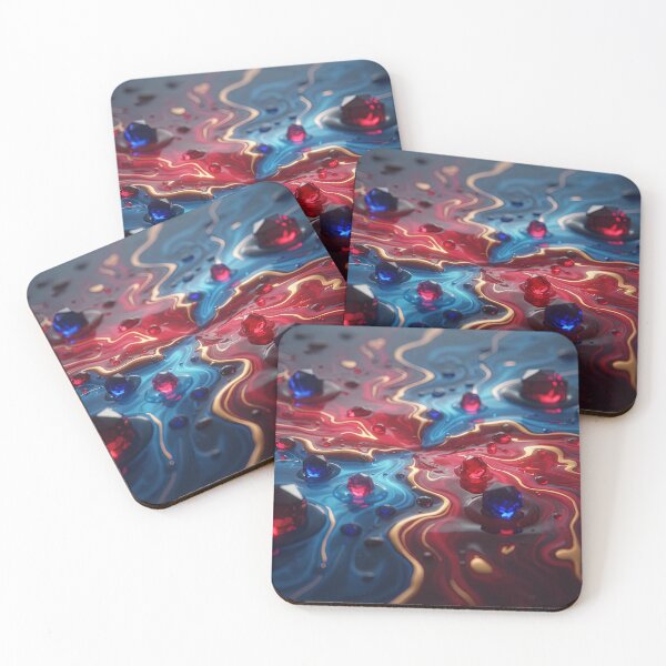 Item preview, Neon Liquid Crystal Fluid Abstract in Teal and Gold designed and sold by BrickByDream.