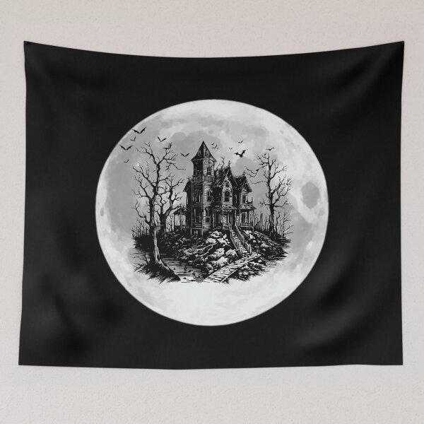 Item preview, Haunted House Moon – Gothic Horror Night Illustration designed and sold by GraveyardGlam.