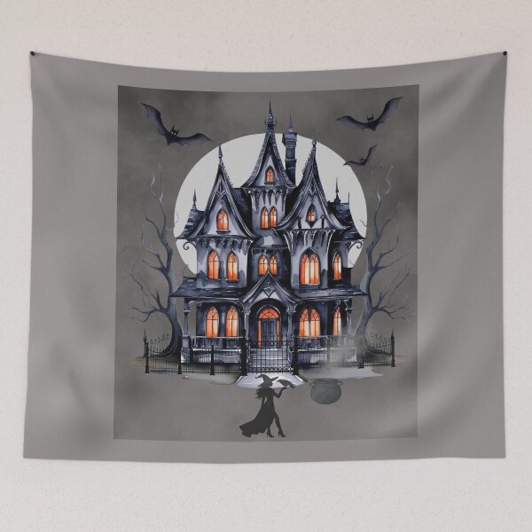 Item preview, Haunted Witch House Under the Full Moon – Gothic Halloween Art designed and sold by GraveyardGlam.