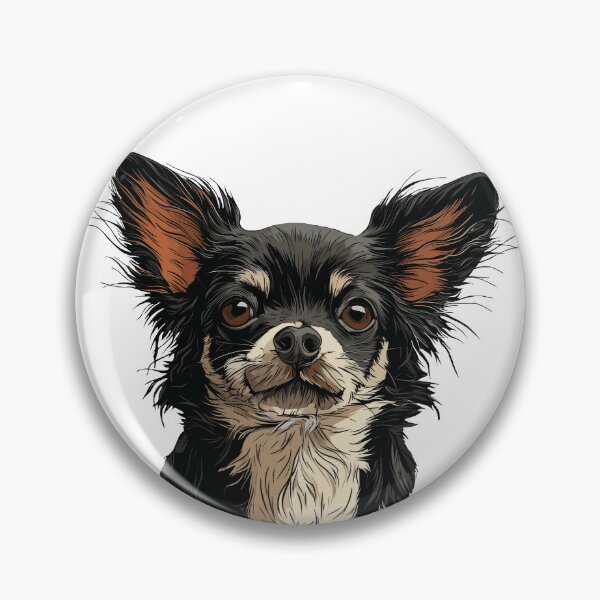 Item preview, Black and White Long Hair Chihuahua Dog Illustration designed and sold by whyitsme.