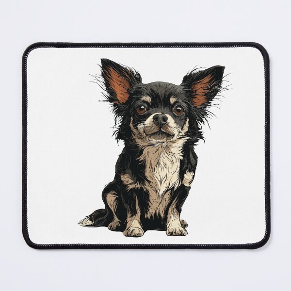 Item preview, Black and White Long Hair Chihuahua Dog Illustration designed and sold by whyitsme.