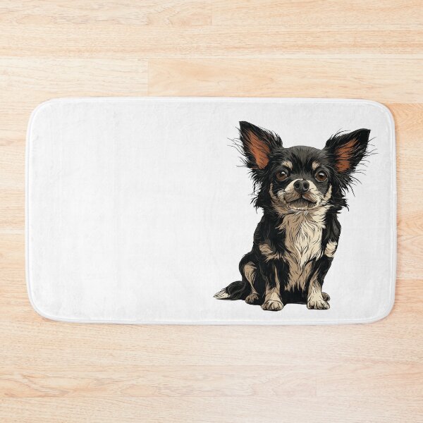 Item preview, Black and White Long Hair Chihuahua Dog Illustration designed and sold by whyitsme.