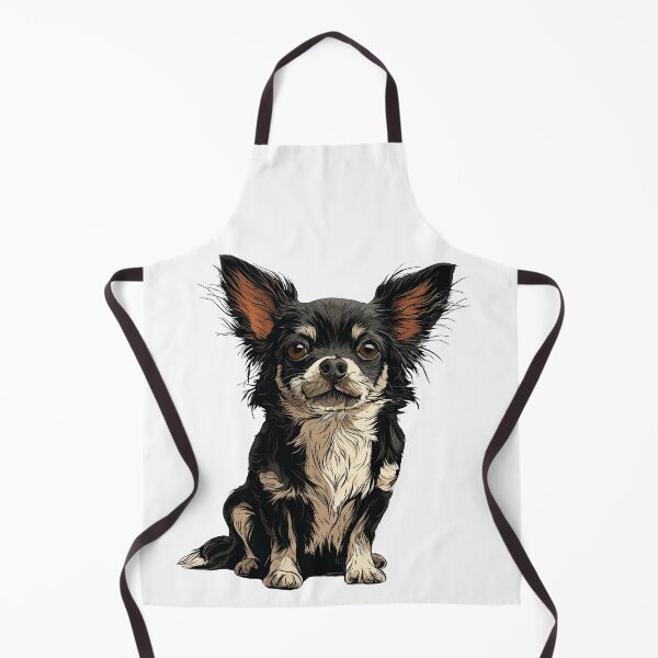 Item preview, Black and White Long Hair Chihuahua Dog Illustration designed and sold by whyitsme.