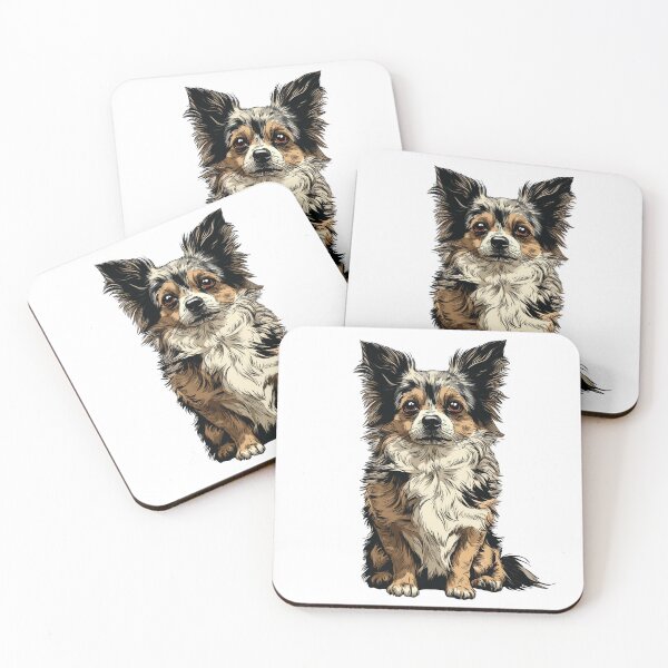 Item preview, Blue Merle Long Hair Chihuahua Dog Illustration designed and sold by whyitsme.