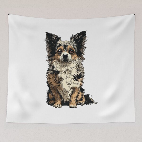 Item preview, Blue Merle Long Hair Chihuahua Dog Illustration designed and sold by whyitsme.