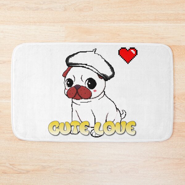Item preview, White Pug Puppy Heart Pixel Art designed and sold by PopDigital.