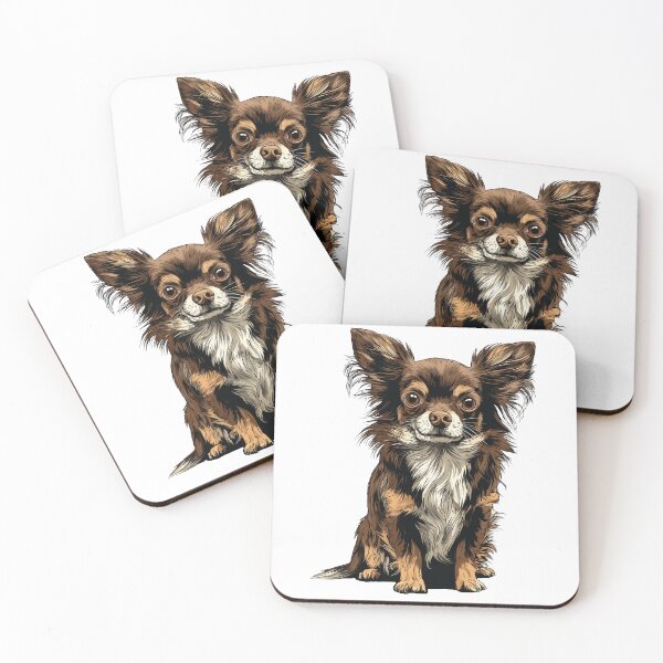 Item preview, Chocolate and Tan Long Hair Chihuahua Dog Illustration designed and sold by whyitsme.