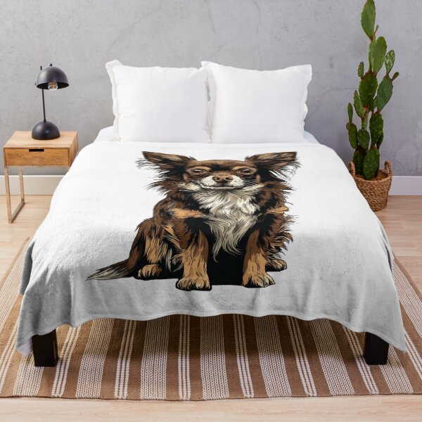 Item preview, Chocolate and Tan Long Hair Chihuahua Dog Illustration designed and sold by whyitsme.