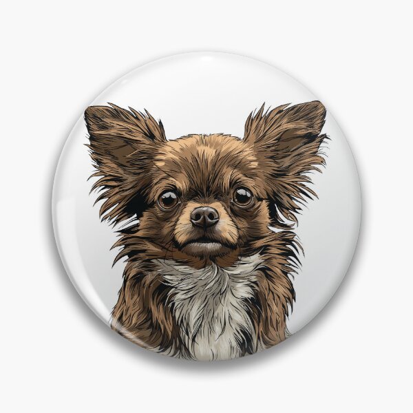 Item preview, Chocolate and White Long Hair Chihuahua Dog Illustration designed and sold by whyitsme.