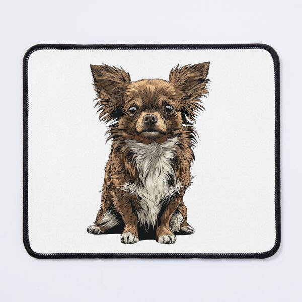 Item preview, Chocolate and White Long Hair Chihuahua Dog Illustration designed and sold by whyitsme.