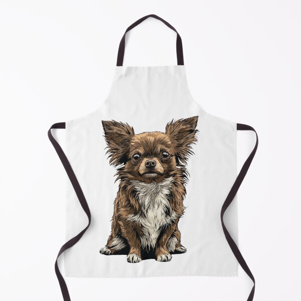 Item preview, Chocolate and White Long Hair Chihuahua Dog Illustration designed and sold by whyitsme.