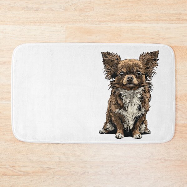 Item preview, Chocolate and White Long Hair Chihuahua Dog Illustration designed and sold by whyitsme.