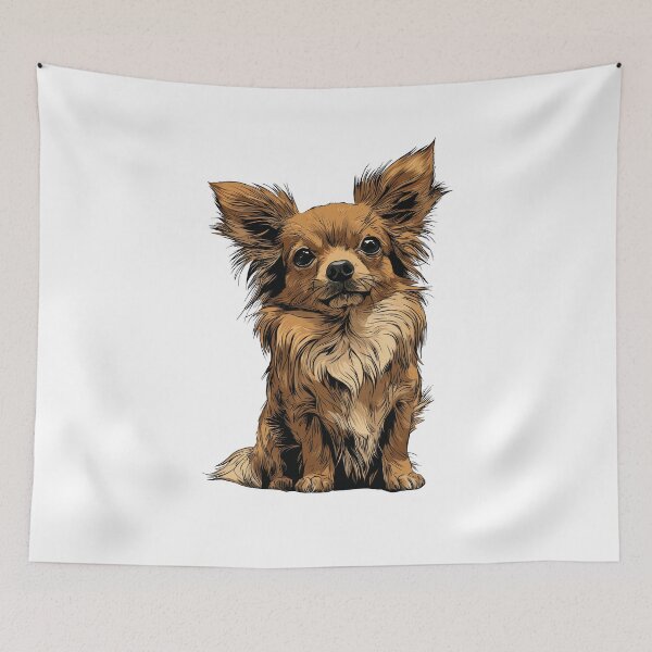 Item preview, Red Long Hair Chihuahua Dog Illustration designed and sold by whyitsme.