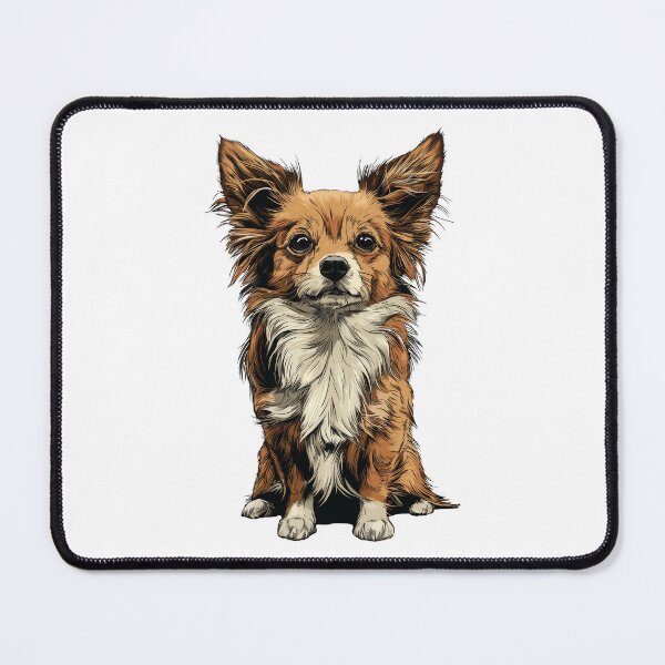 Item preview, Red and White Long Hair Chihuahua Dog Illustration designed and sold by whyitsme.