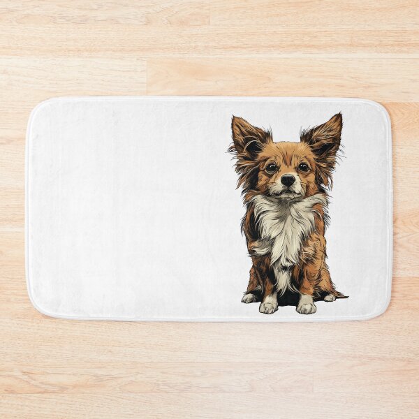 Item preview, Red and White Long Hair Chihuahua Dog Illustration designed and sold by whyitsme.