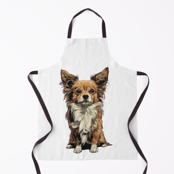 Item preview, Red and White Long Hair Chihuahua Dog Illustration designed and sold by whyitsme.