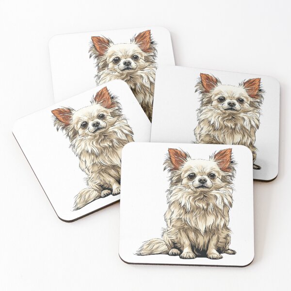Item preview, White Long Hair Chihuahua Dog Illustration designed and sold by whyitsme.