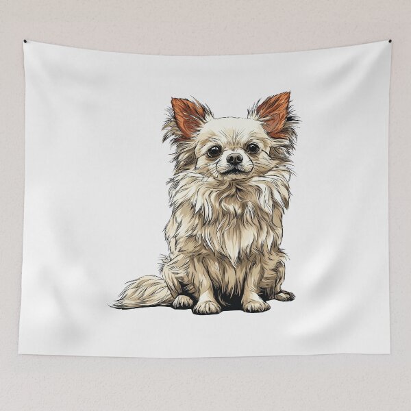 Item preview, White Long Hair Chihuahua Dog Illustration designed and sold by whyitsme.