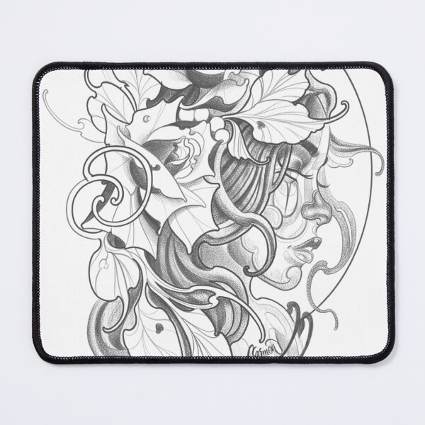 Item preview, Art Nouveau Female Portrait in Black Pointillism designed and sold by Prolificreate.