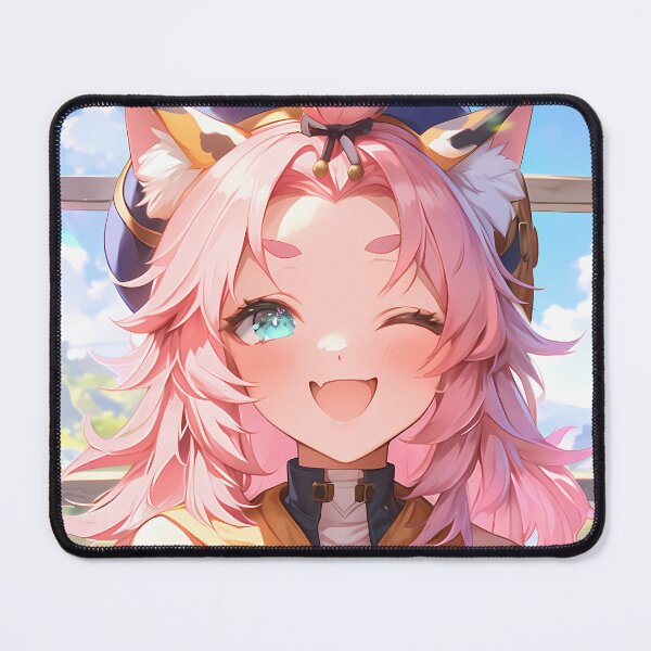 Item preview, Diona Genshin Impact Playful Catgirl Wink Pink Kawaii designed and sold by mildaclairmo.