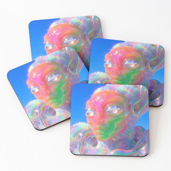 Item preview, Rainbow Fluffy Alien with Chrome Skin designed and sold by maboroshilab.