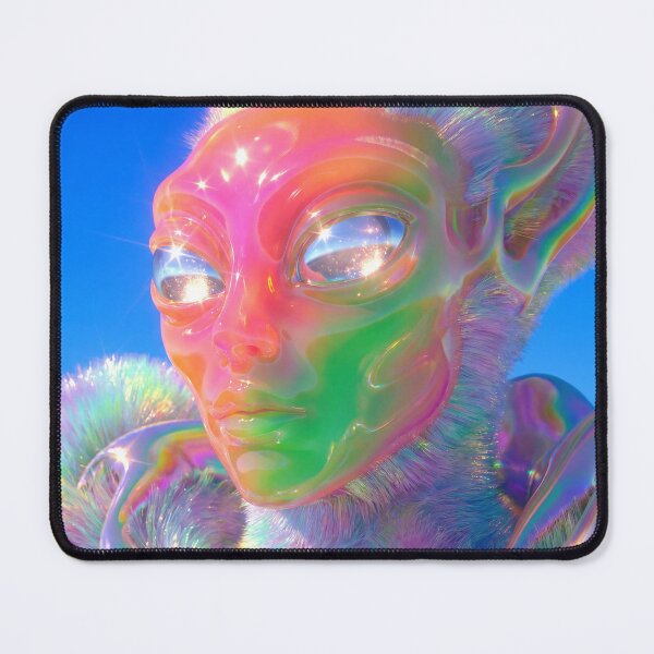 Item preview, Rainbow Fluffy Alien with Chrome Skin designed and sold by maboroshilab.