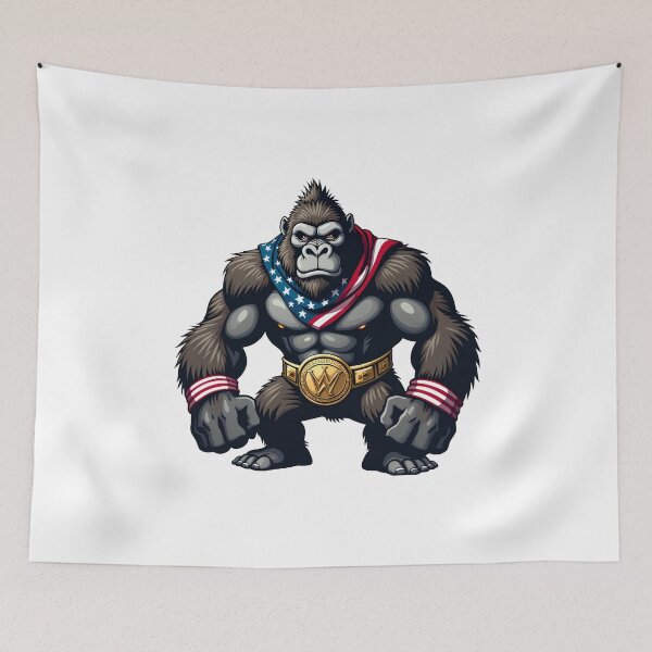 Item preview, The American Gorilla Nightmare - Wrestling Champion Beast Parody designed and sold by The Grumpy Pet Club.