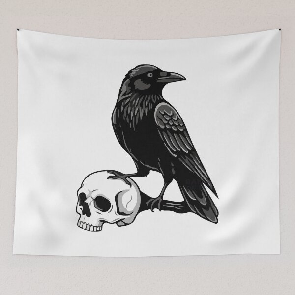 Item preview, raven and skull designed and sold by skulls and rock.