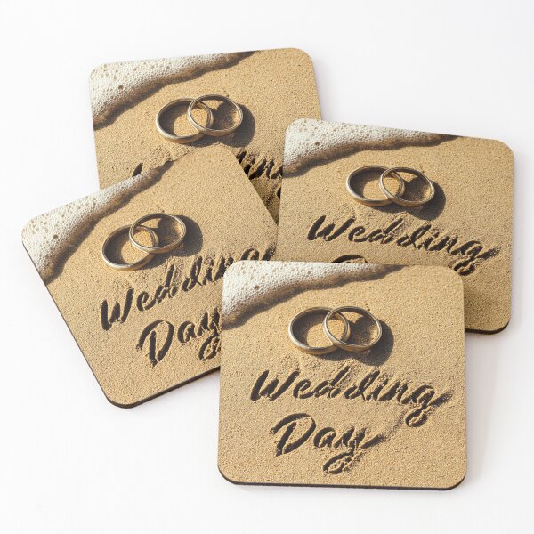 Item preview, Wedding Day written On Sandy Beach with Rings designed and sold by chase-thewave.