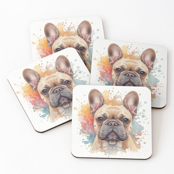 Item preview, Watercolor Fawn French Bulldog Portrait with Color Splash designed and sold by ZoesPlace.