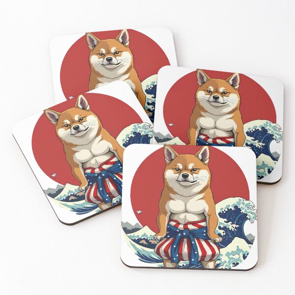 Item preview, The American Sumo Nightmare - Shiba Inu Ukiyo-e Wrestling Parody designed and sold by The Grumpy Pet Club.