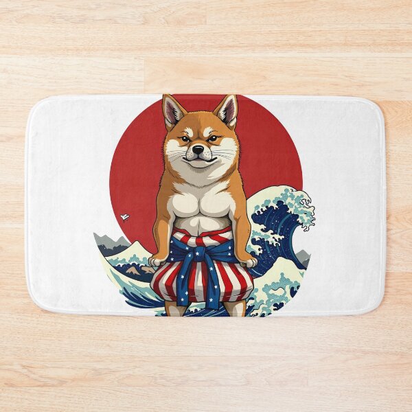 Item preview, The American Sumo Nightmare - Shiba Inu Ukiyo-e Wrestling Parody designed and sold by The Grumpy Pet Club.