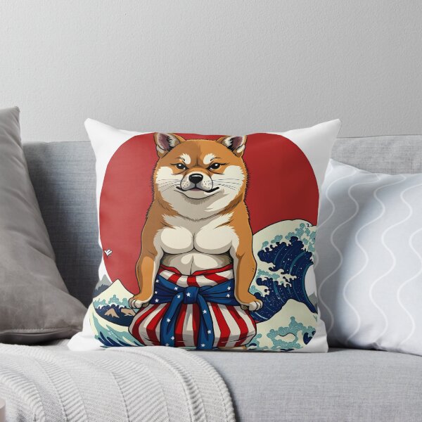 Item preview, The American Sumo Nightmare - Shiba Inu Ukiyo-e Wrestling Parody designed and sold by The Grumpy Pet Club.