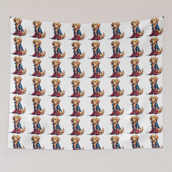 Item preview, The American Golden Retriever Nightmare - Cute Wrestling Puppy Parody designed and sold by The Grumpy Pet Club.