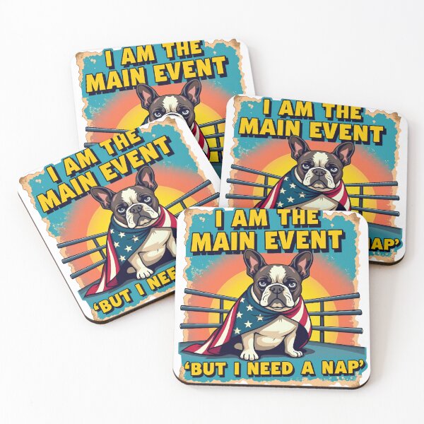 Item preview, The Main Event Nap - Funny American Wrestling Frenchie Parody designed and sold by The Grumpy Pet Club.