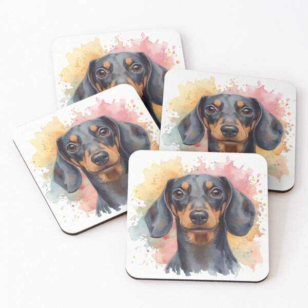 Item preview, Watercolor Black and Tan Dachshund Portrait Color Splash designed and sold by ZoesPlace.