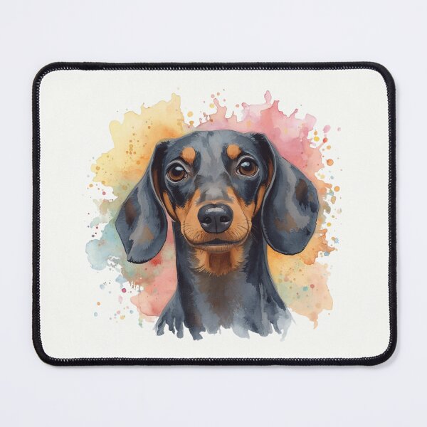 Item preview, Watercolor Black and Tan Dachshund Portrait Color Splash designed and sold by ZoesPlace.