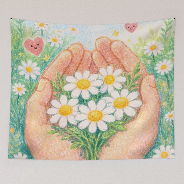 Item preview, Caring hands with chamomile flowers designed and sold by scicilysimonee.